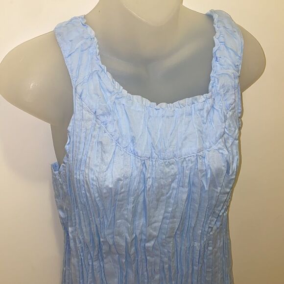 Talbots Petite Multi-Pleated Crinkled Casual Light Blue Tank Shirt Blouse 18P 18 - Picture 4 of 8
